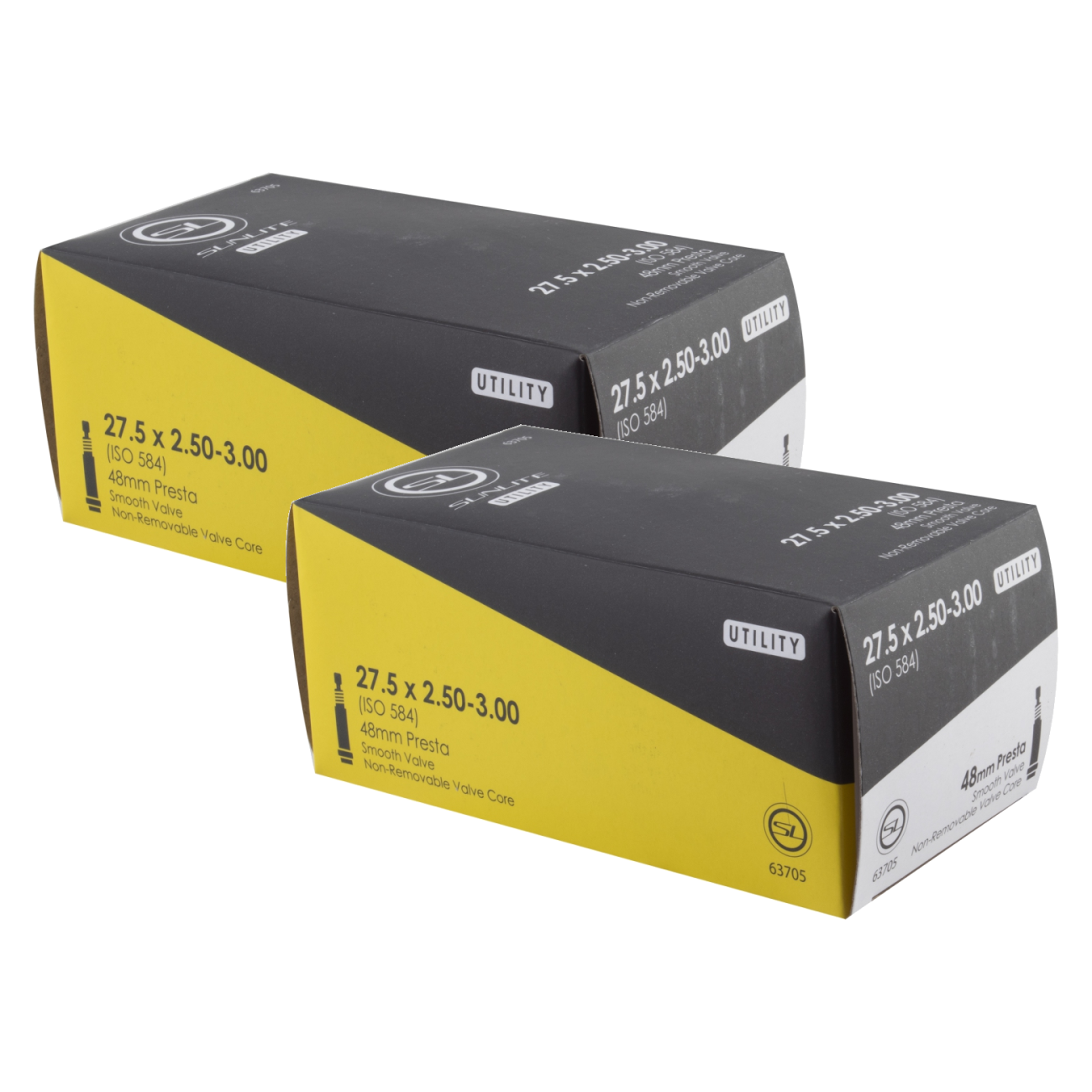 Pack of 2 Sunlite Utili-T Standard Presta Valve Tubes 27.5x2.50-3.00 PV 48mm 0d