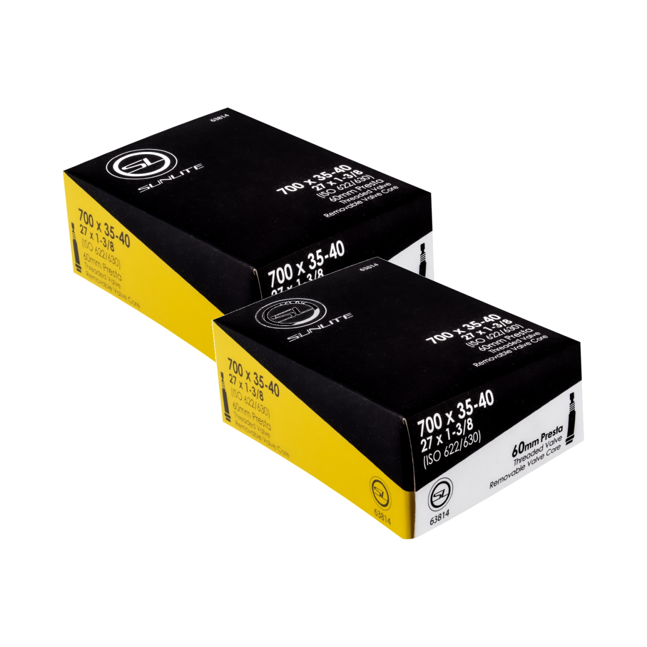 Pack of 2 Sunlite Standard Presta Valve 700x35-40 (27x1-3/8) PV 60mm 0d