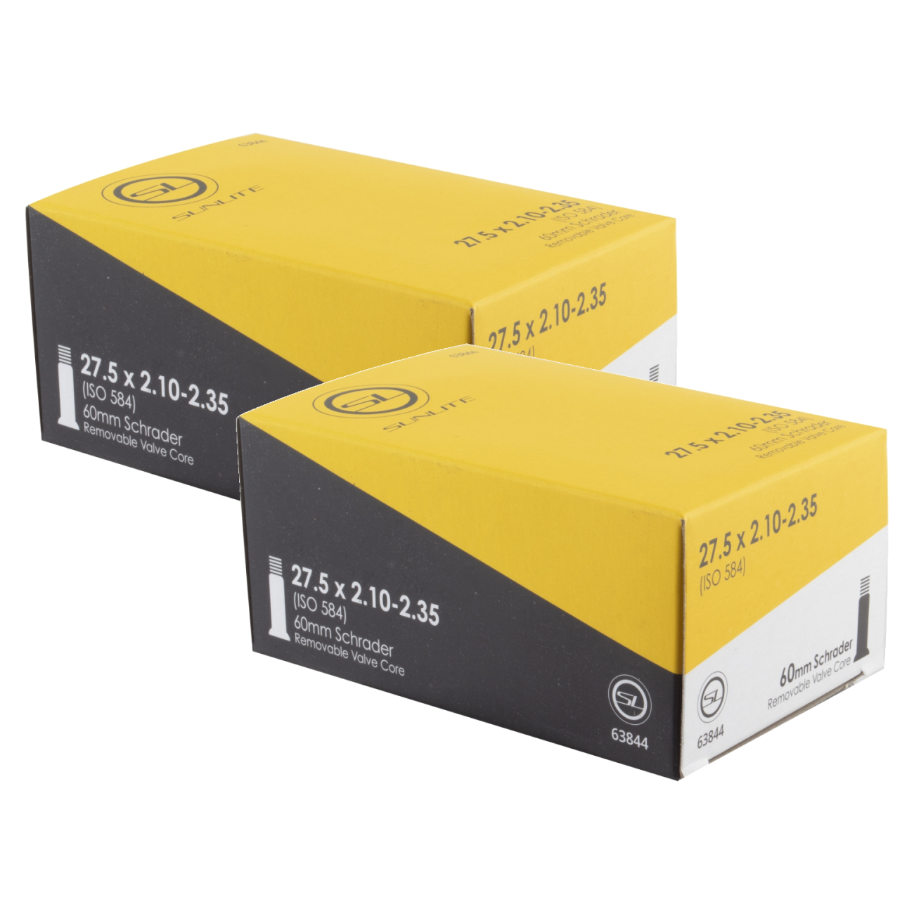 Pack of 2 Sunlite Standard Schrader Valve 27.5x2.10-2.35 SV 60mm 0d