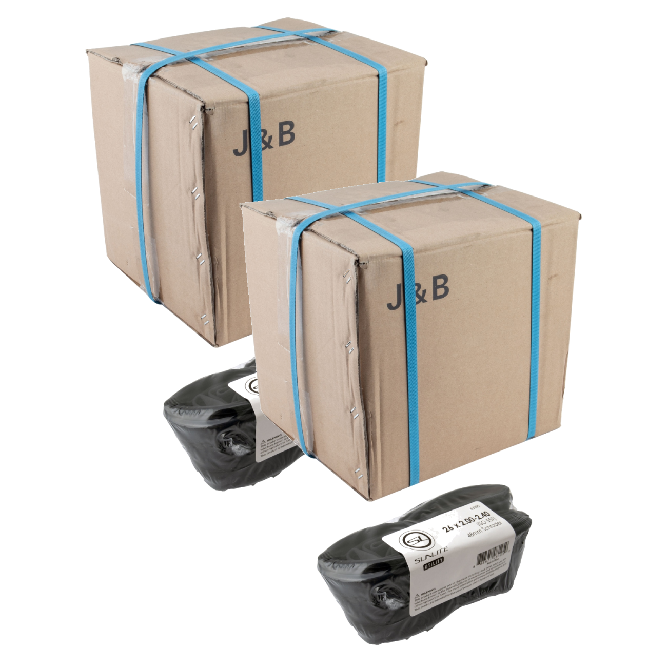 Pack of 2 Sunlite Utili-T Standard Schrader Valve Tubes 26x2.00-2.40 SV 48mm 0d