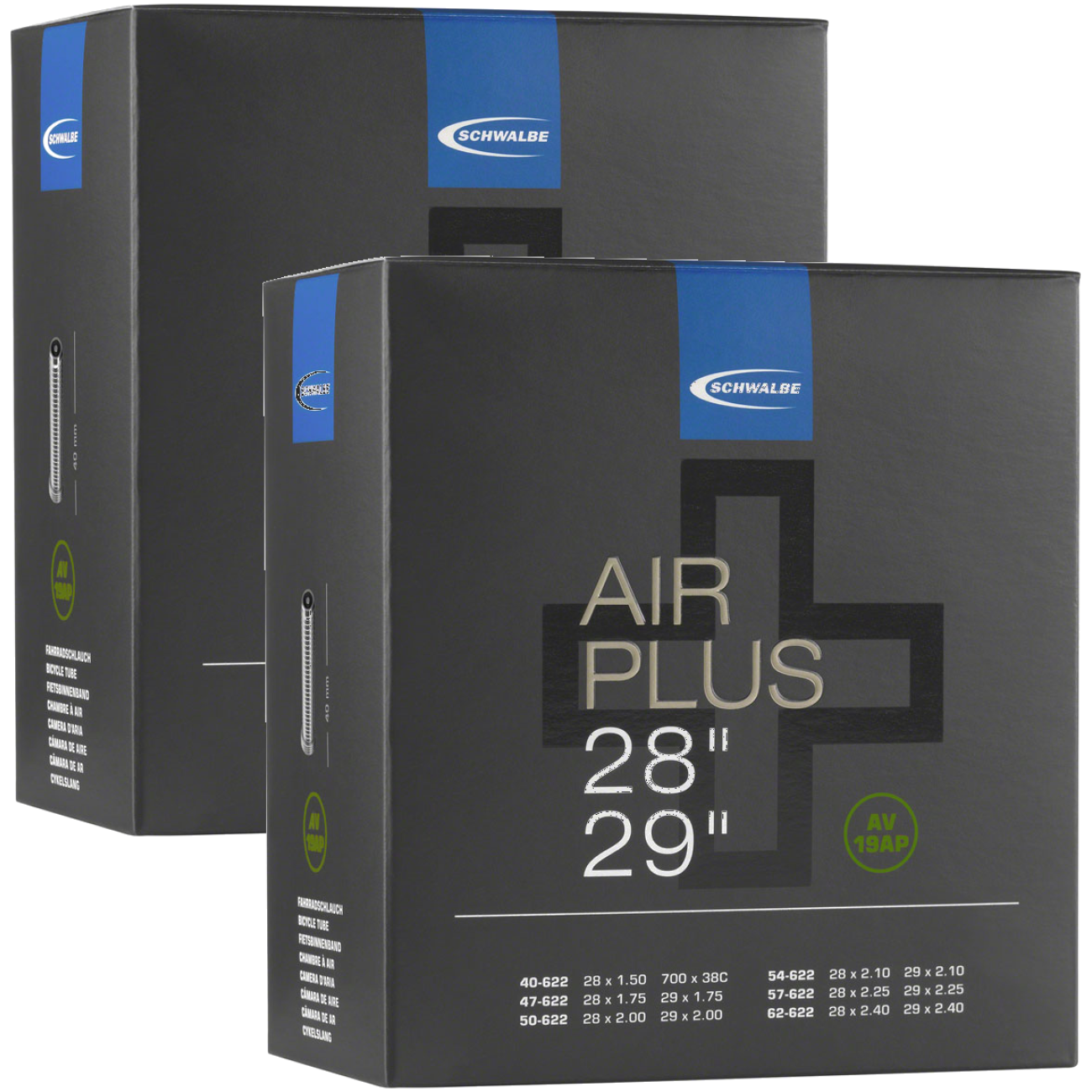 Schwalbe Air Plus Tubes - 29 x 1.50-2.40", 40mm Schrader Valve, Pack of 2