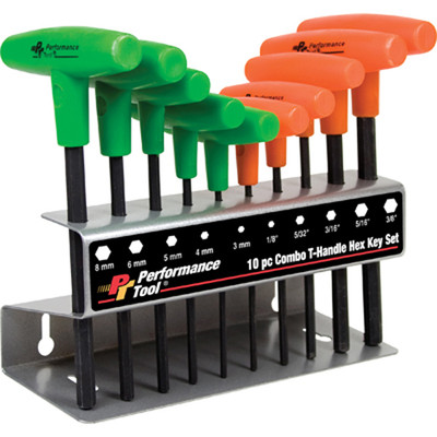 Performance Tool W80277 10 Pc T-Handle Comb Hex Key Set