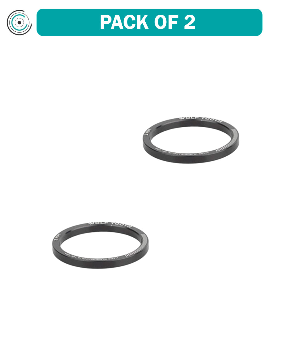 Pack of 2 Wolf Tooth Precision Headset Spacers 3mm Black