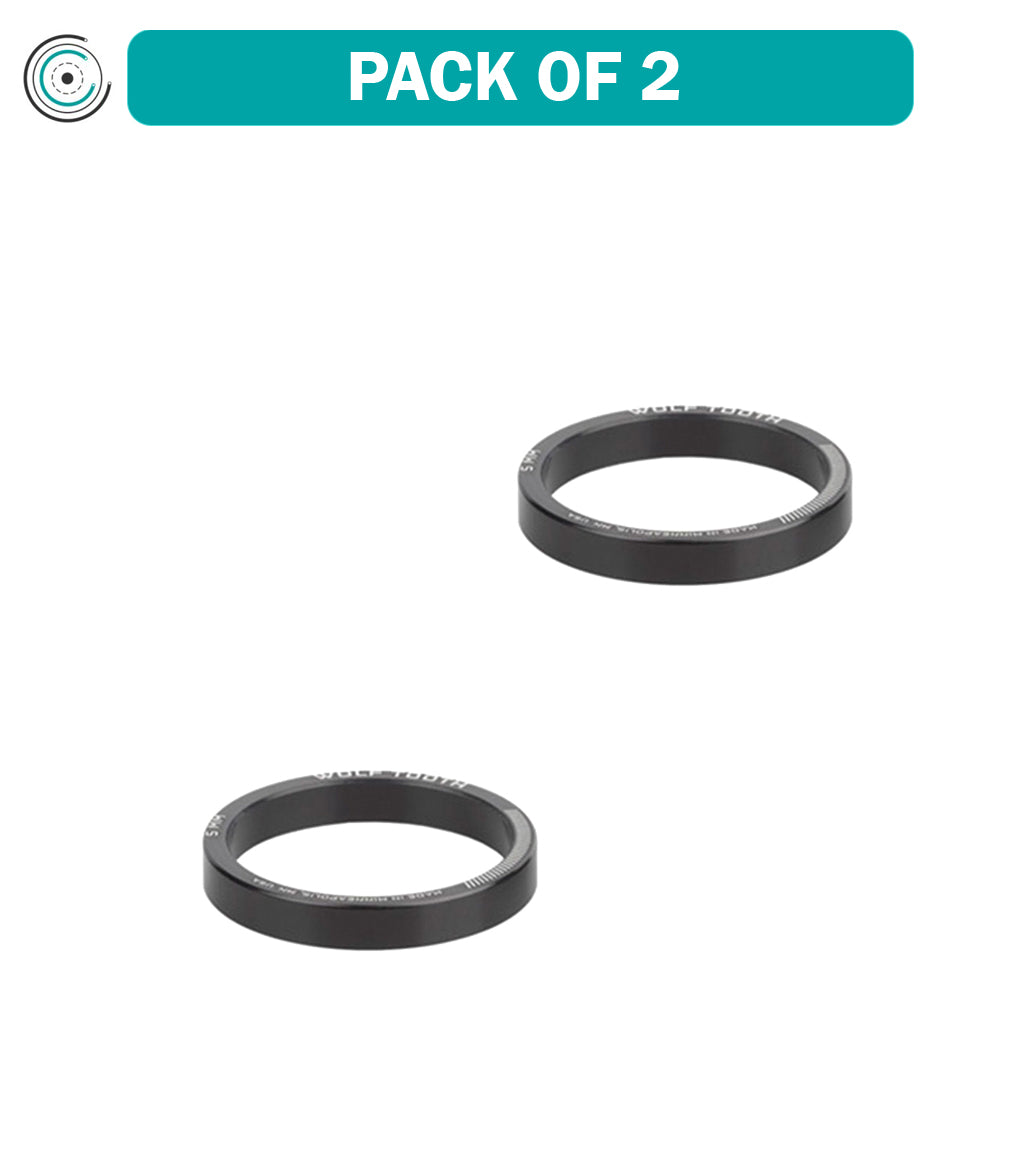 Pack of 2 Wolf Tooth Precision Headset Spacers 5mm Black