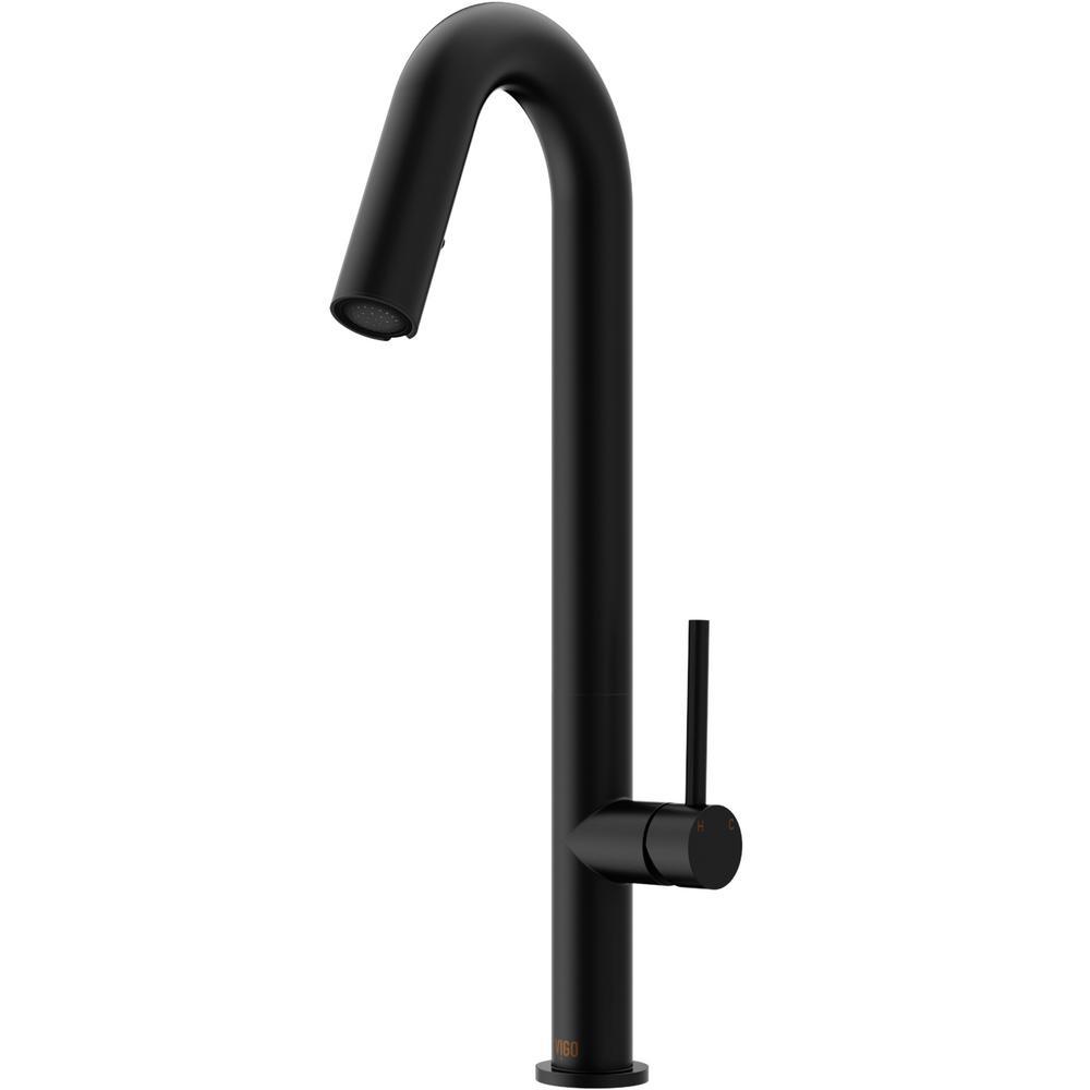Oakhurst LED Light Pull-Down Single Handle Kitchen Faucet in Matte Black