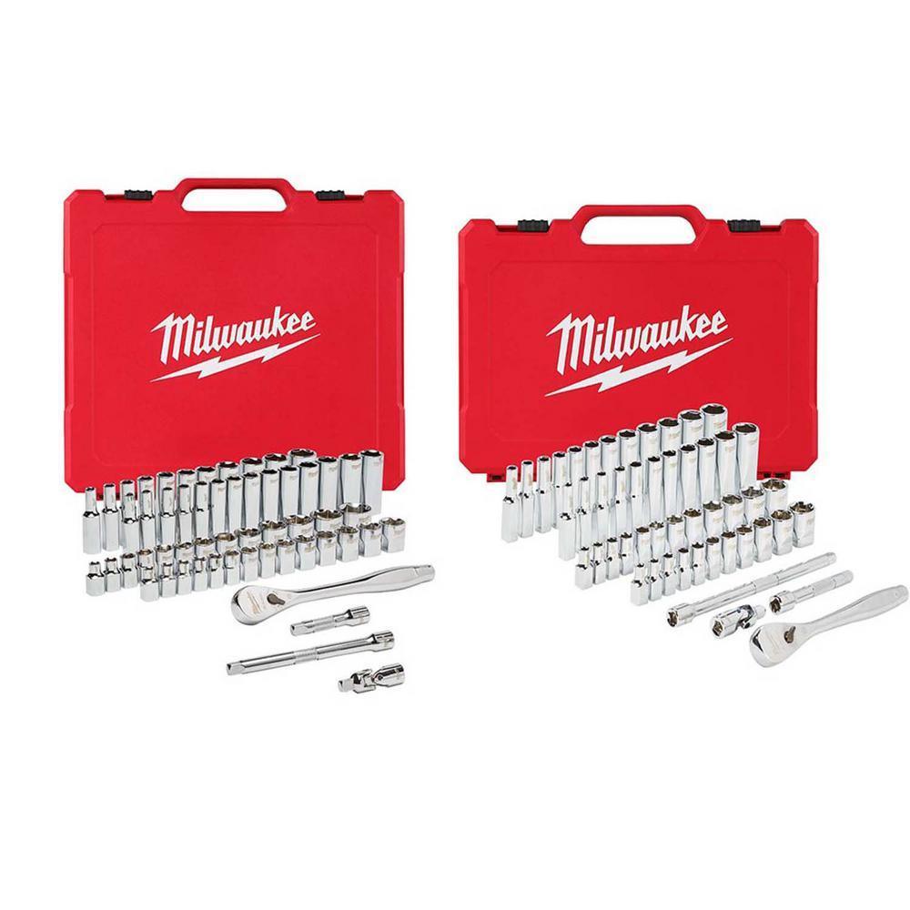 3/8 in. and 1/4 in. Drive SAE/Metric Ratchet and Socket Mechanics Tool Set (106-Piece)