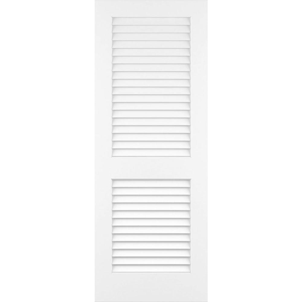 28 in. x 80 in. White Plantation Louver Panel Solid Core Wood Interior Door Slab