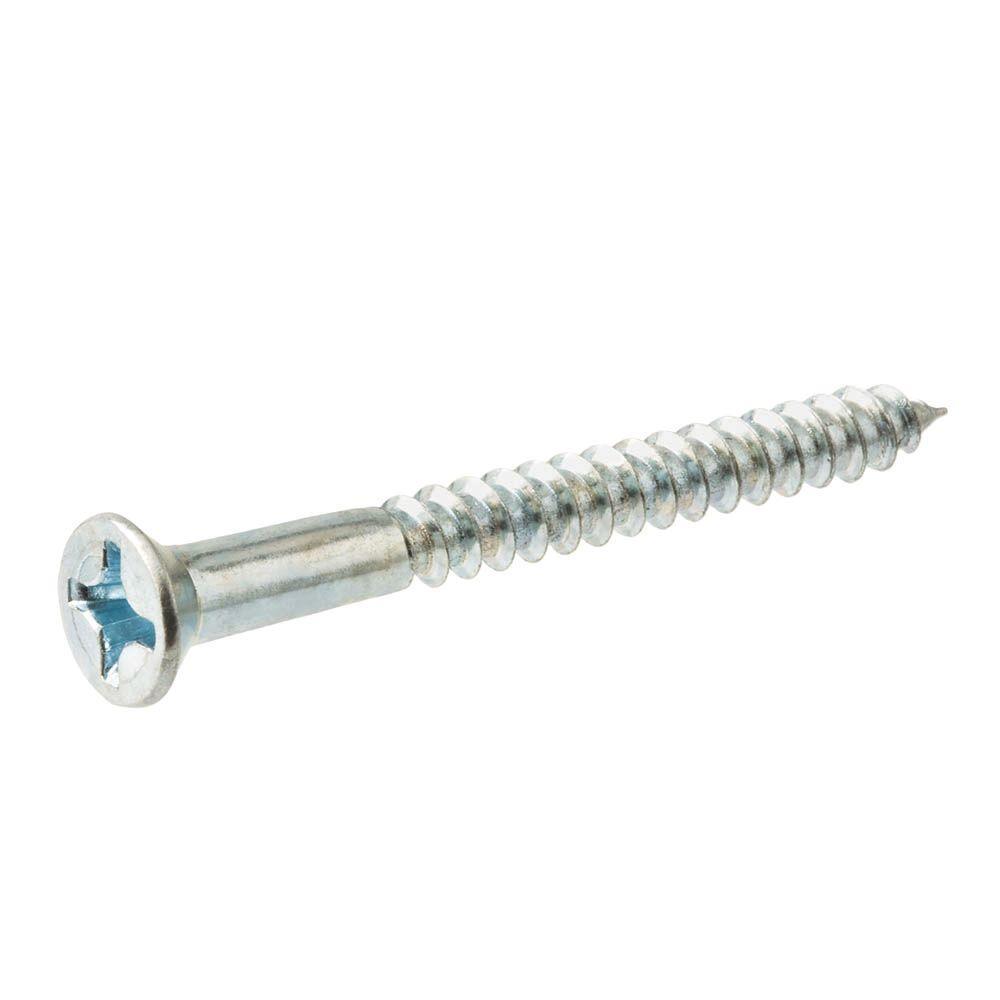 #8 x 2 in. Phillips Flat Head Zinc Plated Wood Screw (50-Pack)