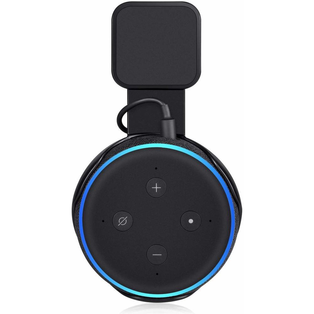 AC Outlet Wall Mount Compatible with Echo Dot (3rd Gen) - Flexible Mounting for Your Alexa Smart Speaker (1-Pack, Black)