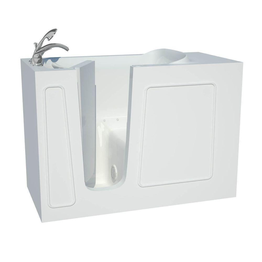 Builder's Choice 53 in. Left Drain Quick Fill Walk-In Air Bath Tub in White