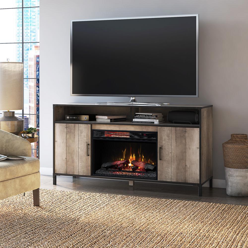 Lynhurst 58 in. Freestanding Media Mantel Electrical Fireplace TV Stand in Modern Valley Pine
