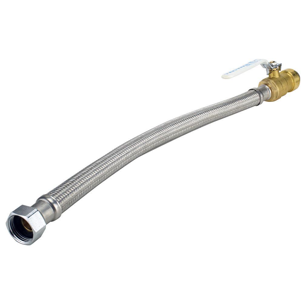 3/4 in. Push-to-Connect x 3/4 in. Female Pipe Thread x 18 in. Braided Stainless Steel Water Heater Connector with BV