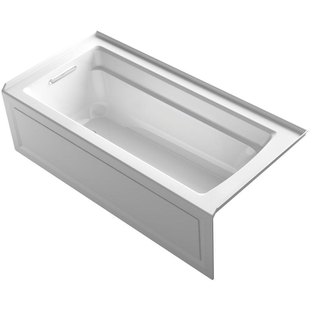 Archer 66 in. Left-Hand Drain Rectangular Alcove Bathtub in White