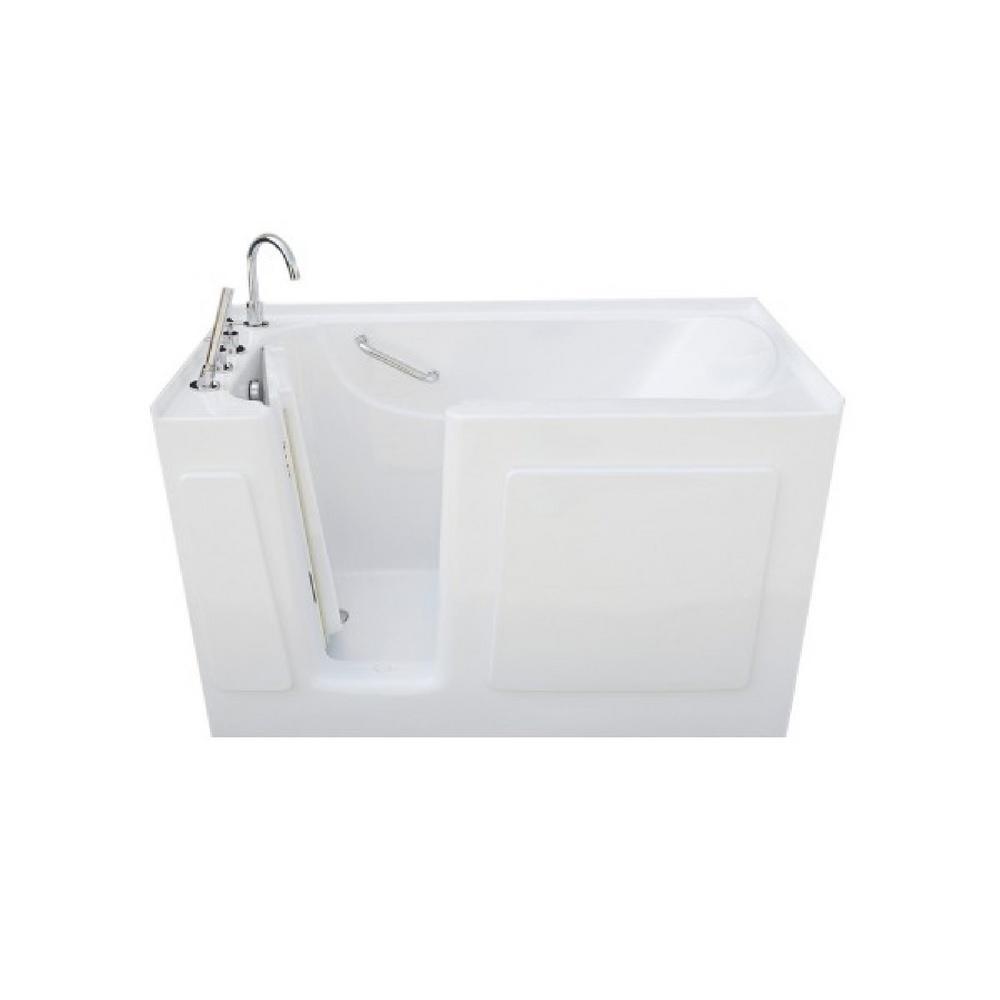 5 ft. Rectangular Left Drain Walk-In Non-Whirlpool Tub in White