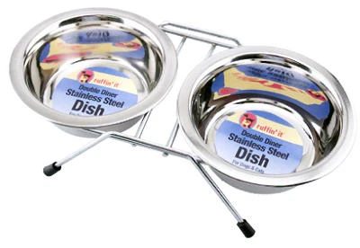 Double Diner Pet Bowl, Stainless Steel, 11.8 Oz.