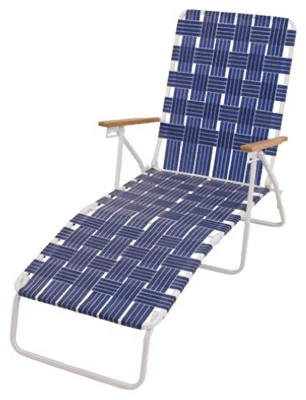 Web Chaise Lounge, Hi-back, White Steel Frame & Blue Web