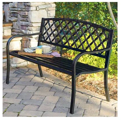 Steel Lattice Panel Patio And Garden Bench, 4 Foot Length