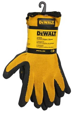 Textured Rubber-coated Gripper Gloves, Large, 3-pk.