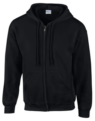 Black Hooded Zip Sweatshirt, Medium Size, Cotton And Polyester Blend