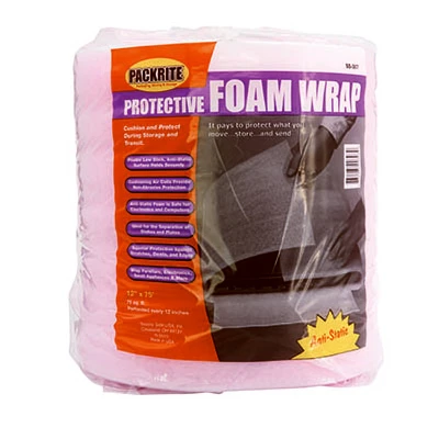 Protective Pink Foam Wrap, 12 Inch By 75 Foot Roll For Cushioning And Packaging