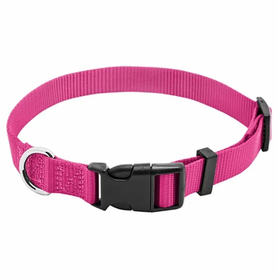 Adjustable Nylon Dog Collar In Pink, 5/8 Inch Width By 10 To 16 Inch Length