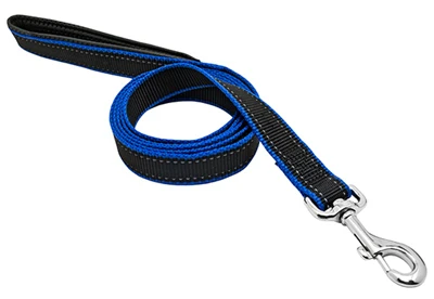 Reflective Dog Leash, Black And Blue, One Inch By Six Feet