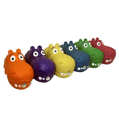 Hippo Latex Dog Toy Assorted Colors 8 Inch Durable Chew Toy
