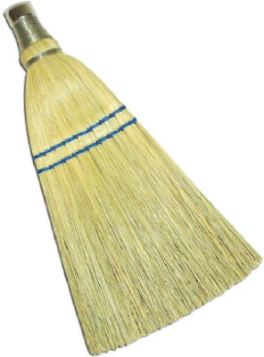 Whisk Broom With Corn Bristles, 2 Sewn Rows, Durable Handheld Cleaning Brush