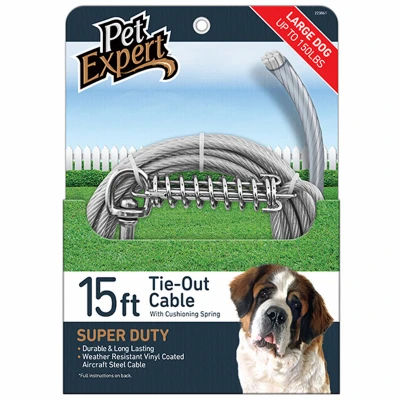 Super Duty Dog Tie Out Cable, 15 Feet Length, Heavy Duty Construction