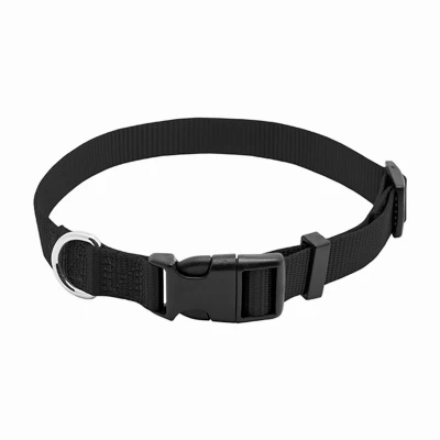 Adjustable Dog Collar, Black Nylon With Quadlock Buckle, 5/8 Inch By 10 To 16 Inch