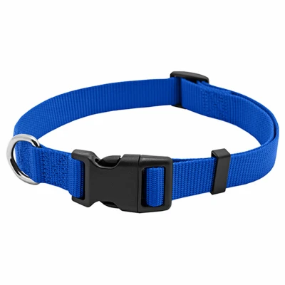 Adjustable Dog Collar, Blue Nylon, Quadlock Buckle, 1 Inch By 18 To 26 Inches