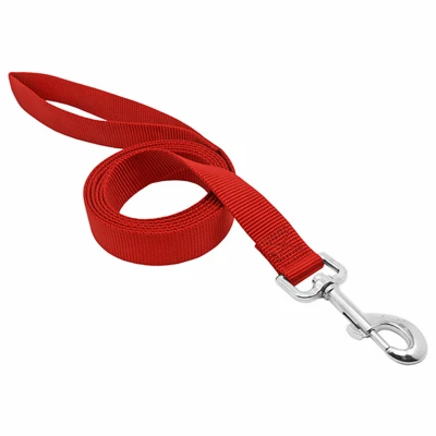 Red Nylon Dog Leash, 1 Inch Width By 6 Feet Length
