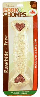 Premium Bacon Flavor Crunchy Dog Treat Bone, 8 Inches Long