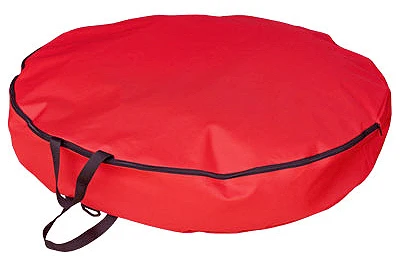 Artificial Wreath Storage Bag, Red Polyester, 30 Inch Diameter