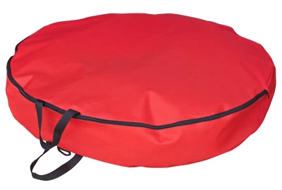 Artificial Wreath Storage Bag, Red Polyester, 36 Inch Diameter