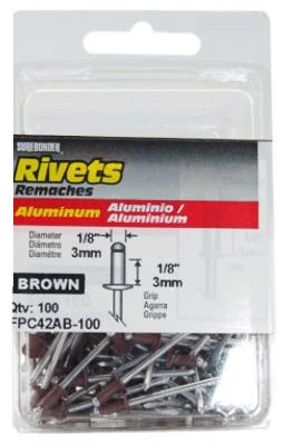 100-pack Short Brown Aluminum Rivets