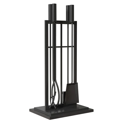 Open Hearth Five Piece Black Fireplace Tool Set With Stand