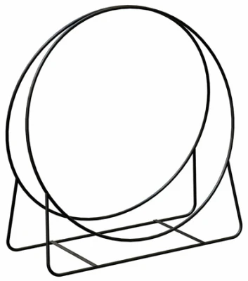 Open Hearth Log Hoop, Black Tubular Steel Construction, 20 Inch Diameter