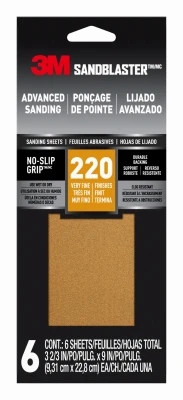 Sandblaster Sandpaper, 3-2/3 In. X 9 In., 220 Grit, 6-pk