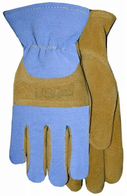 Women's Large Suede Pigskin Leather Gloves With Palm And Knuckle Strap Protection