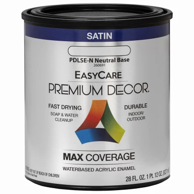 Premium Decor Acrylic Paint Neutral Base Satin Finish 1 Quart