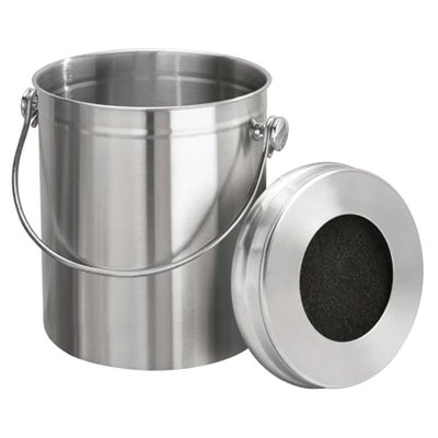 Kitchen Compost Bin Stainless Steel 1.3 Gallon Capacity With Lid