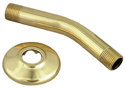 Brass Shower Arm And Flange, 1/2-inch Male Iron Pipe Thread By 6-inch Length