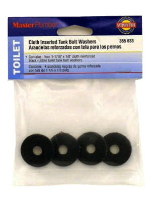 Tank Bolt Washers, Black, Rubber, 4-pk.