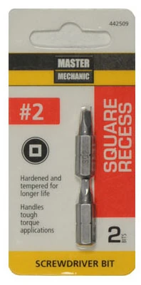 #2 Square Recessed Bit Tip, 1 In. 2-pack