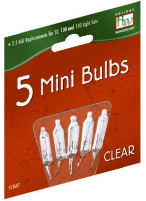 Mini Christmas Lights Replacement Bulb, For 50, 100 & 150-light Sets, Clear, 2.5-volt