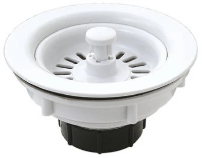 White Plastic Basket Sink Strainer, 3.5 Inch Diameter
