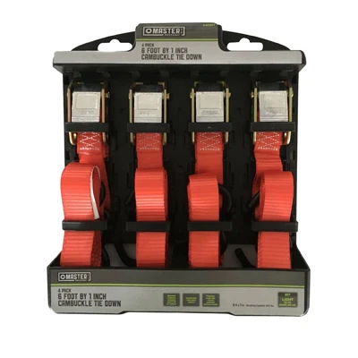 Cam Buckle Tie-downs, 6 Ft. X 1 In., 4-pk.