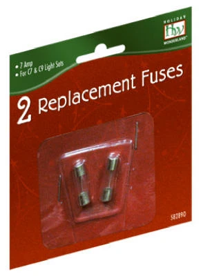 Replacement Fuse, For Old Christmas C7 & C9 Light Set, 7-amp, 2-pk.