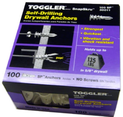 Snapskru Self-drilling Drywall Anchors, Without Screw, 3/8-5/8-in., 100-pk.